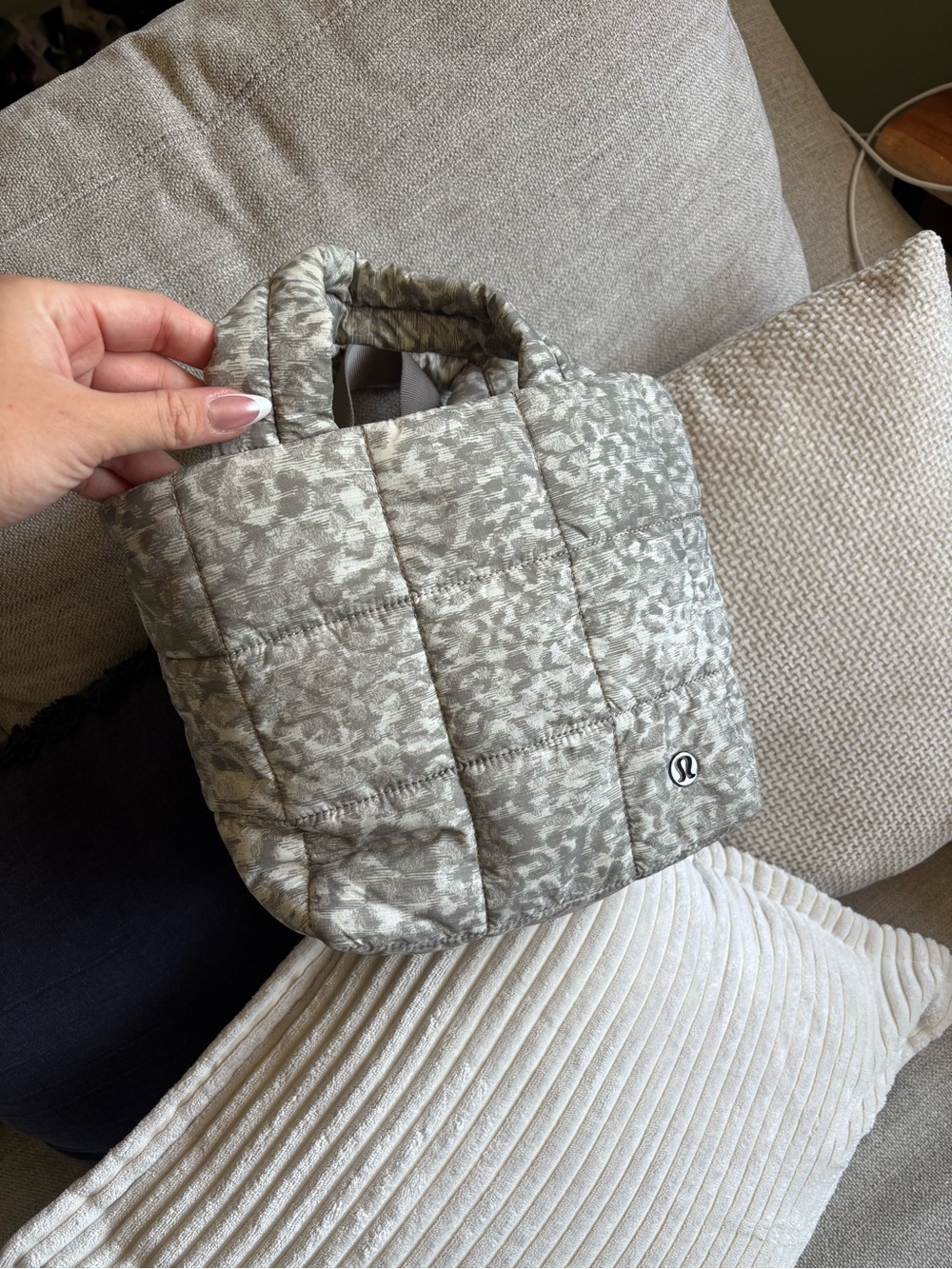 lululemon athletica Quilted Gray Leopard-Print Mini Tote